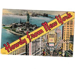 1951 Vintage Linen Post Card Howdy From New York City